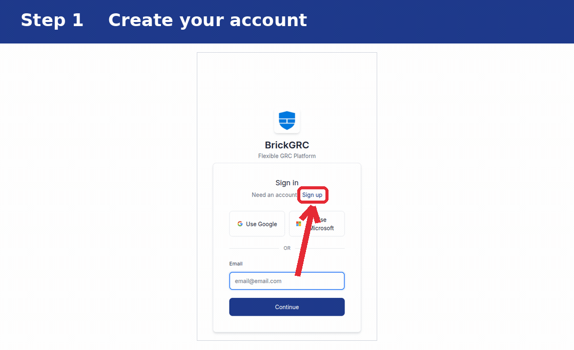 Applying to the BrickGRC Design Partner Program in three steps: create your account, open Design Partner Program from the sidebar, and submit the short form.
